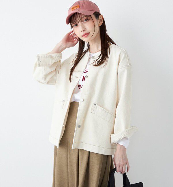 SHIPS Colors 「《予約》SHIPS Colors:〈洗濯機可能〉デニム ノーカラー ジャケット◆」|デニムジャケット|