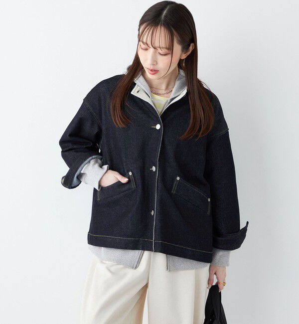 SHIPS Colors 「《予約》SHIPS Colors:〈洗濯機可能〉デニム ノーカラー ジャケット◆」|デニムジャケット|