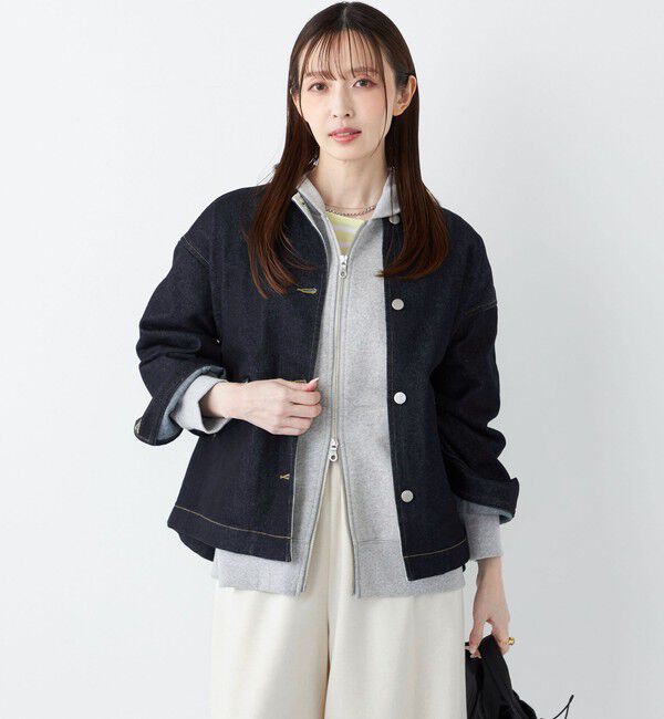 SHIPS Colors 「《予約》SHIPS Colors:〈洗濯機可能〉デニム ノーカラー ジャケット◆」|デニムジャケット|