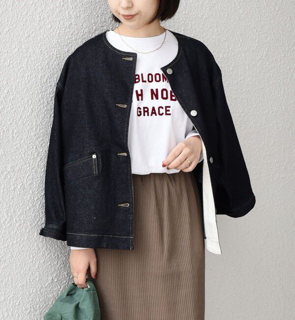 SHIPS Colors 「《予約》SHIPS Colors:〈洗濯機可能〉デニム ノーカラー ジャケット◆」|デニムジャケット|