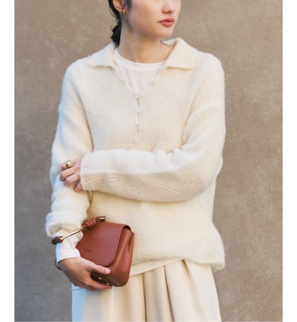 Plage「《追加予約》ALPACA MIX BUTTON ニット 4」|ニット・セーター|ホワイト
