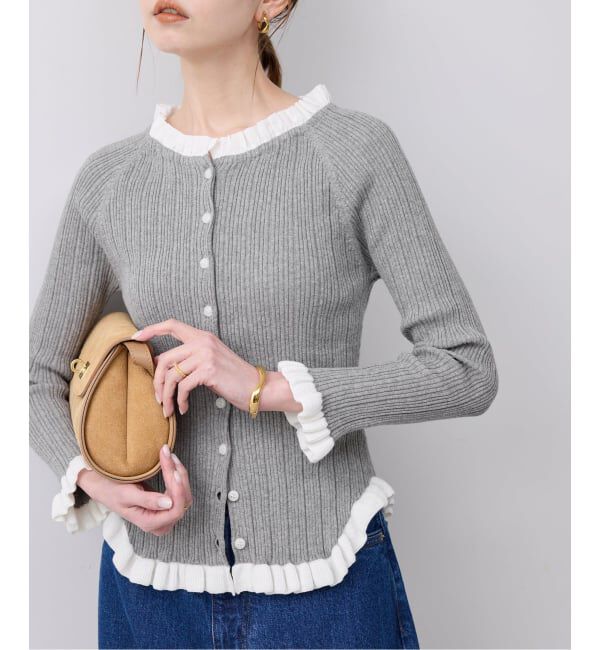 SLOBE IENA「《追加2予約》tyn.TGOR/トゴール フリルカーディガン J0102」|カーディガン|グレーB