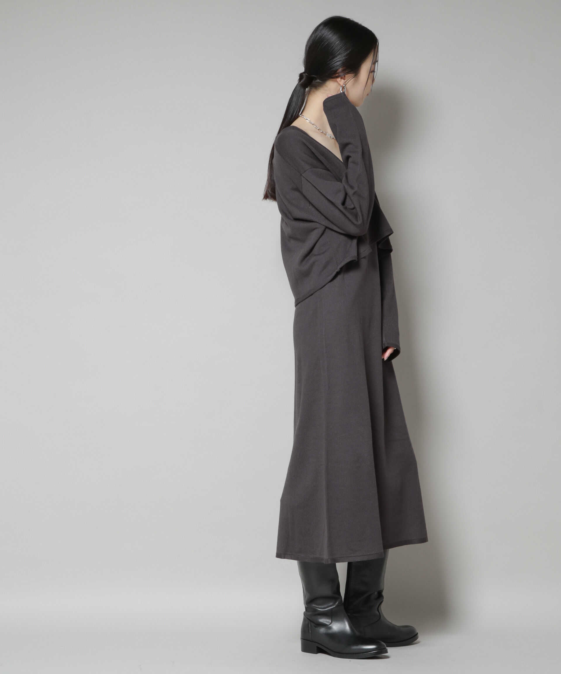 nano･universe「ニットキャミワンピース&times;クロップドVネックニット セット」|ワンピース|