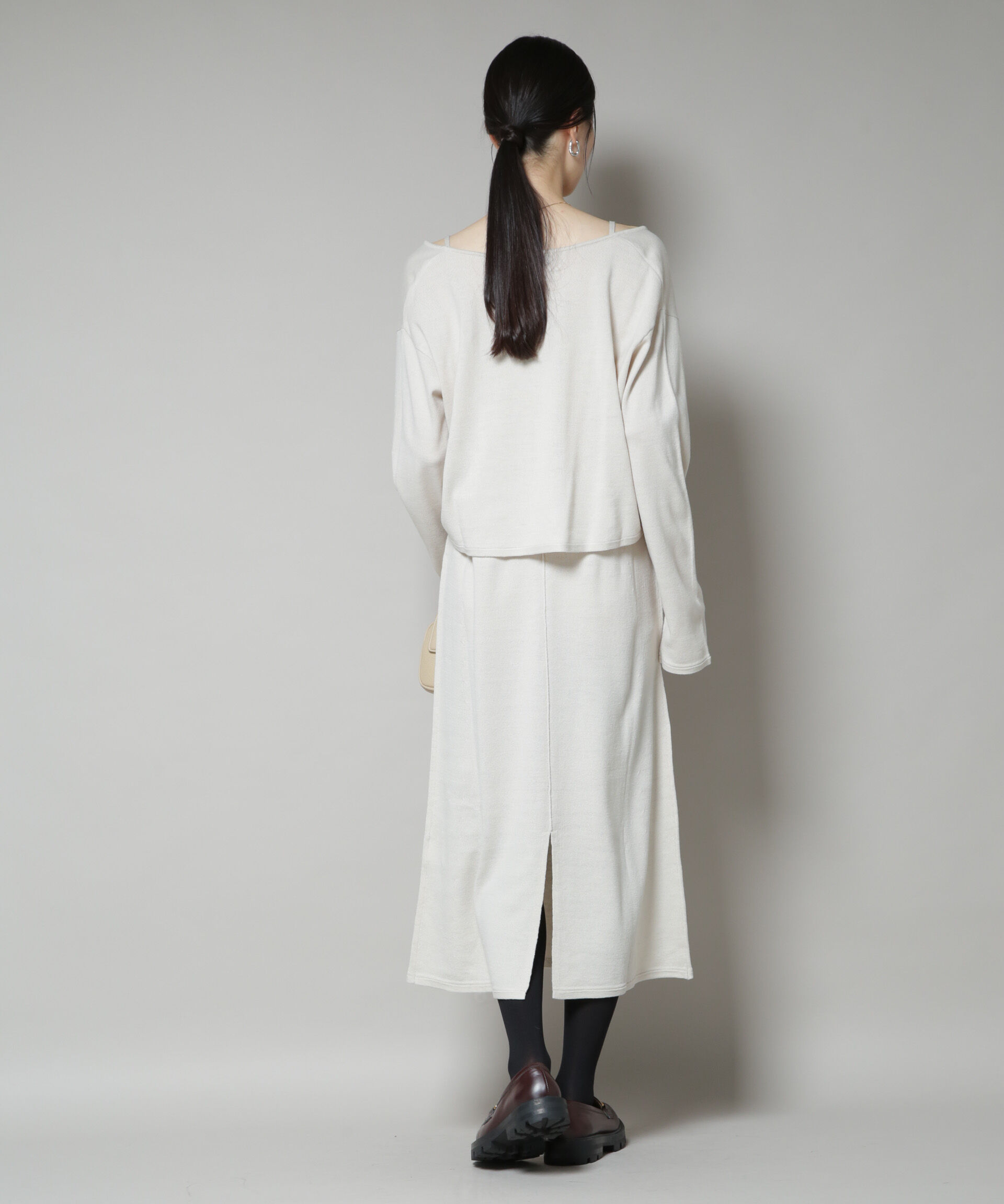 nano･universe「ニットキャミワンピース&times;クロップドVネックニット セット」|ワンピース|