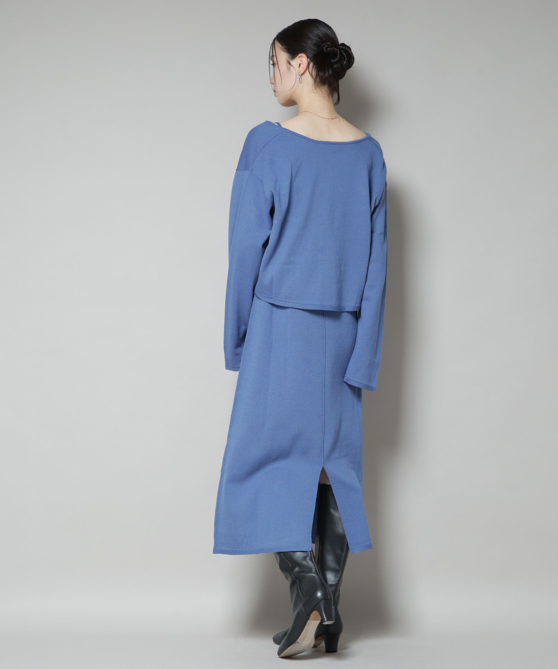 nano･universe「ニットキャミワンピース&times;クロップドVネックニット セット」|ワンピース|