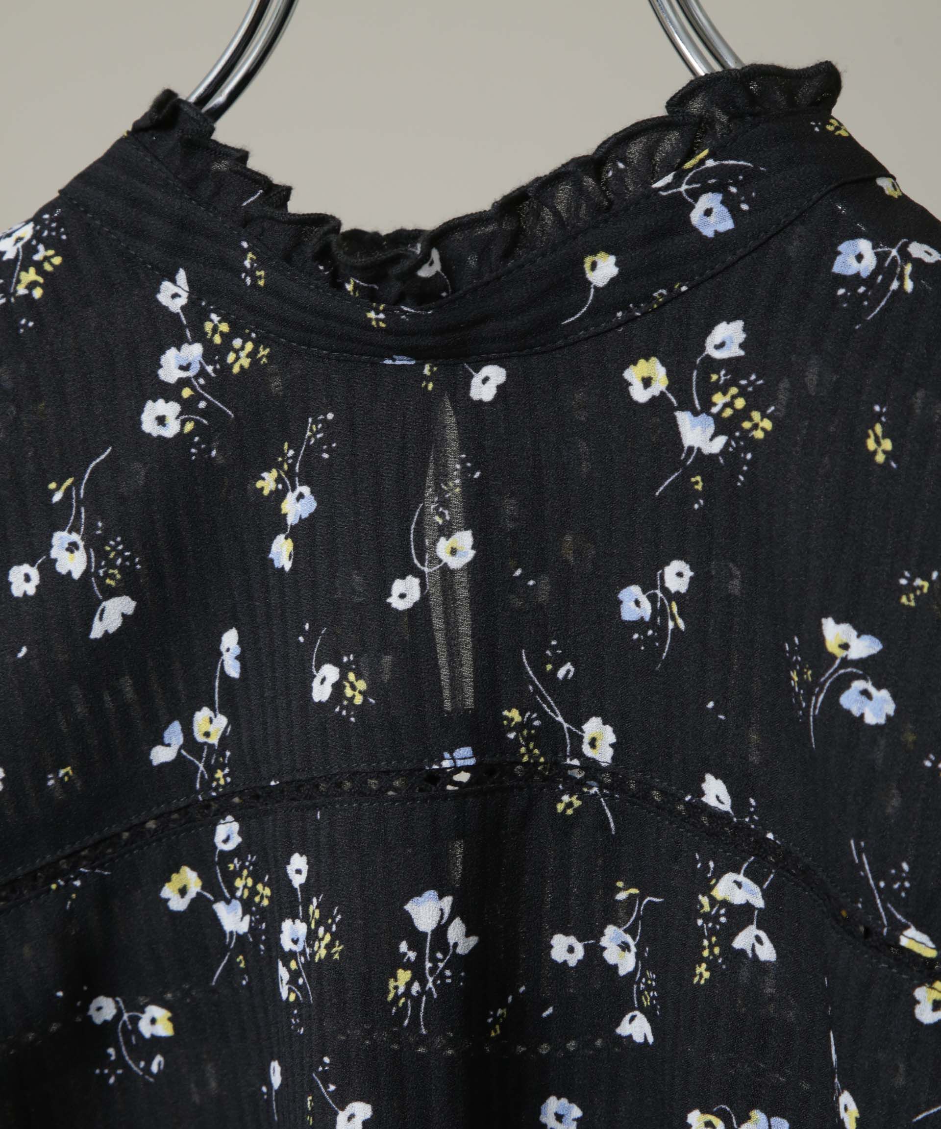 nano･universe「フラワープリントスタンドフリルブラウス(セットアップ可)」|シャツ・ブラウス|