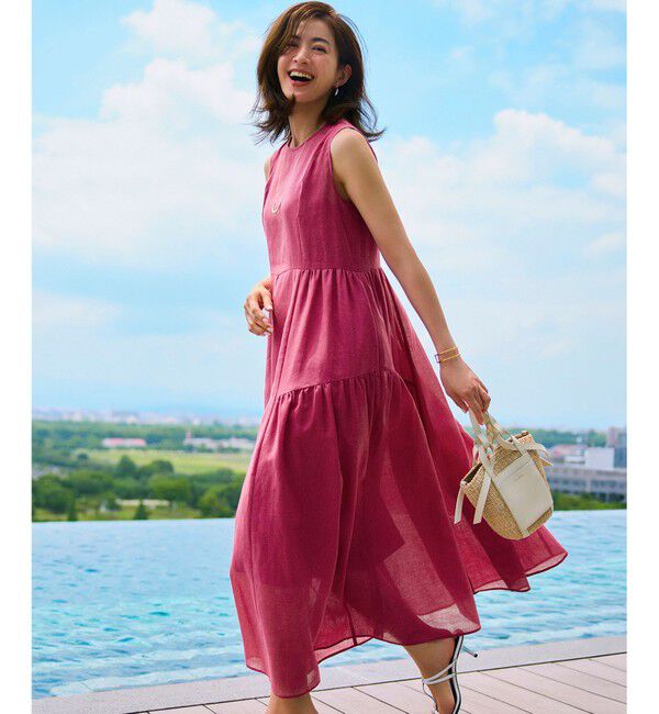 23区「【一部店舗限定/接触冷感/洗える】ラミータンブラー ノースリーブ ワンピース」|ワンピース|ローズ系