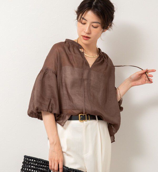NOLLEY'S「◇【WEB限定カラーあり】シアーラミー袖バルーンブラウス」|シャツ・ブラウス|