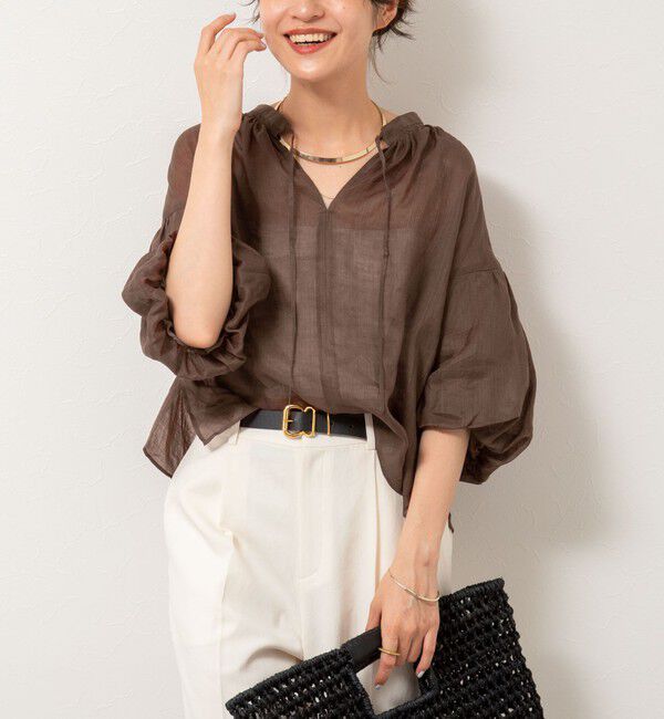 NOLLEY'S「◇【WEB限定カラーあり】シアーラミー袖バルーンブラウス」|シャツ・ブラウス|