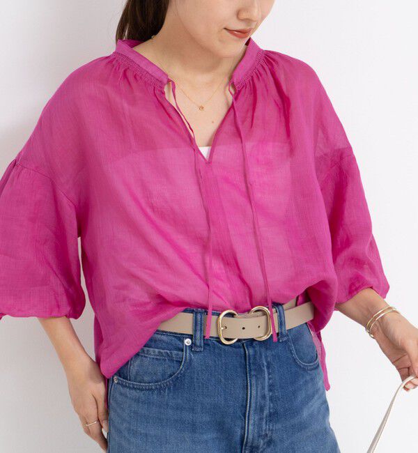 NOLLEY'S「◇【WEB限定カラーあり】シアーラミー袖バルーンブラウス」|シャツ・ブラウス|ピンク