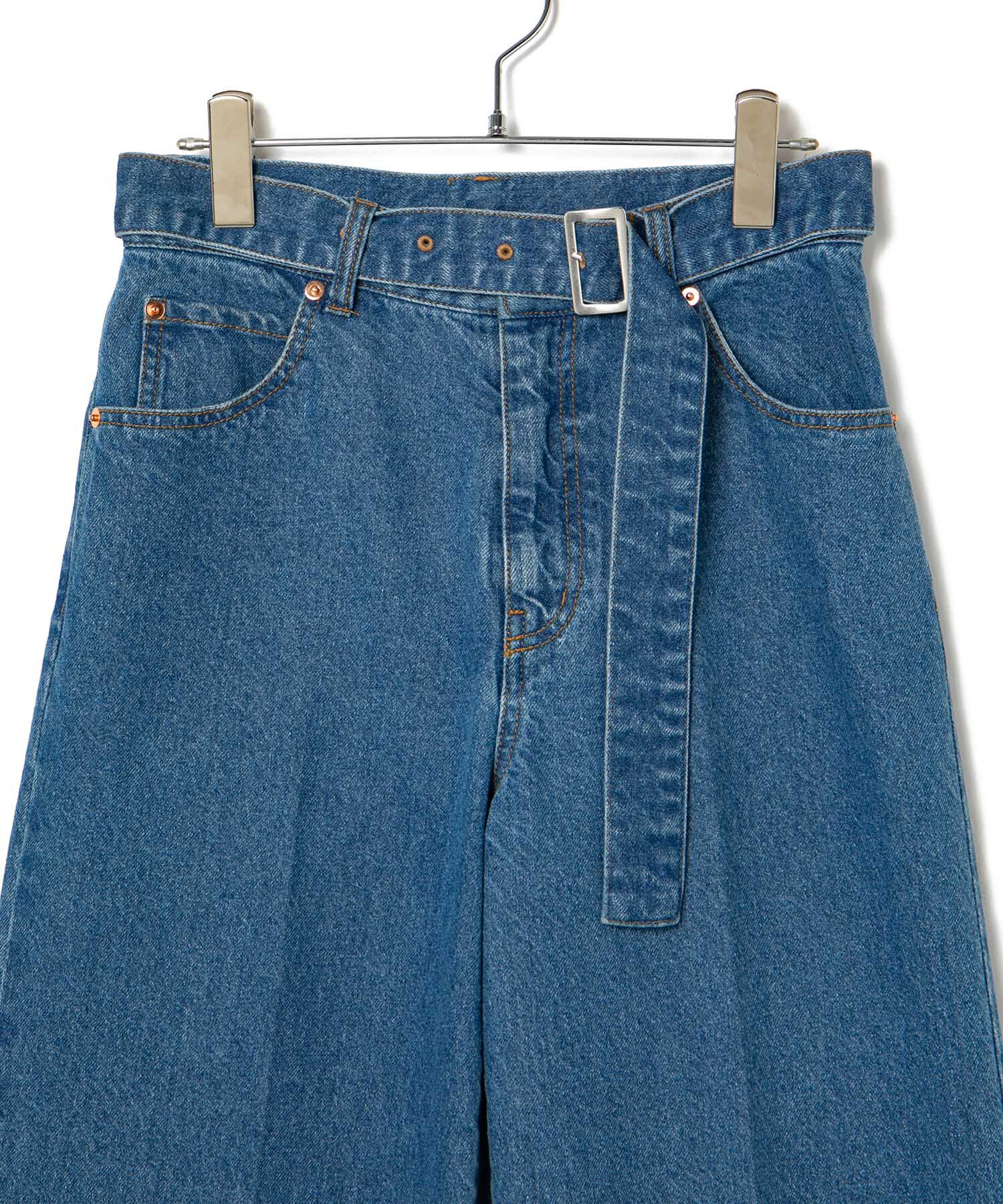 VIS「【洗える】センタープレスワイドデニム」|デニム|