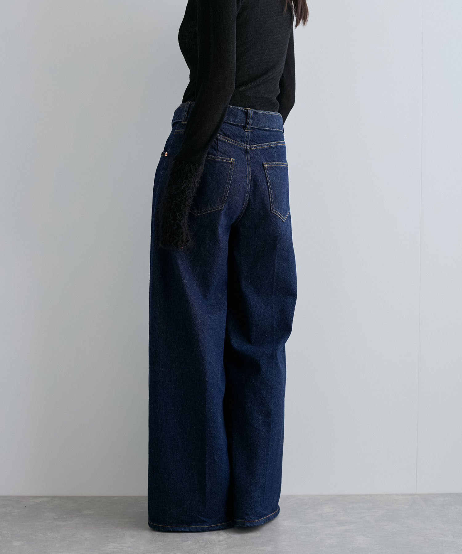 VIS「【洗える】センタープレスワイドデニム」|デニム|