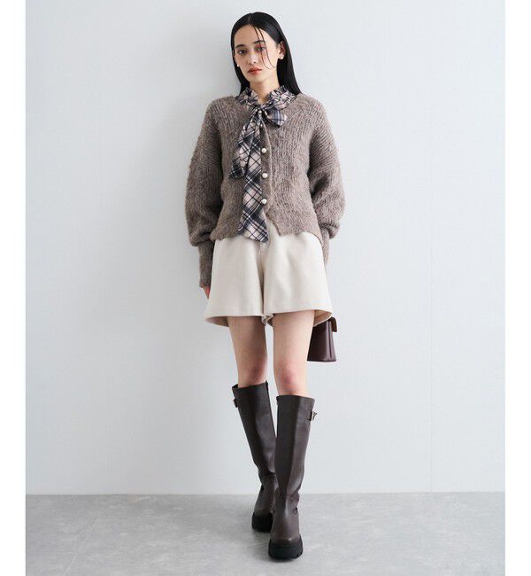 VIS「パールボタンVネック片畦ニットカーディガン」|カーディガン|