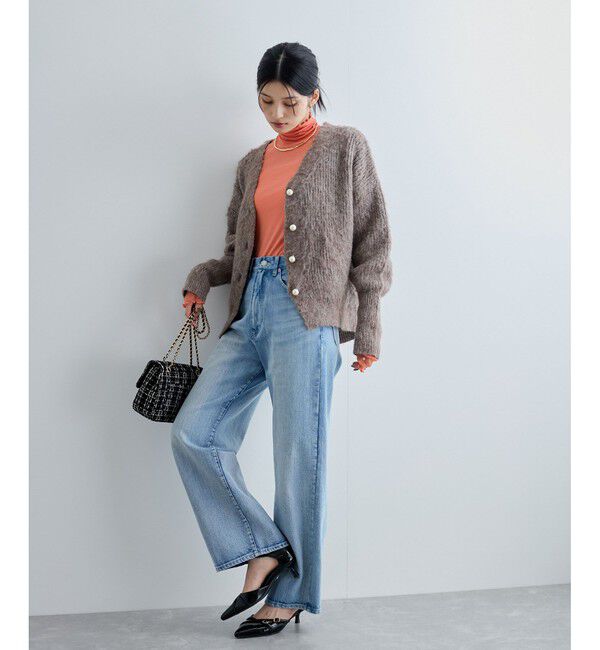 VIS「パールボタンVネック片畦ニットカーディガン」|カーディガン|