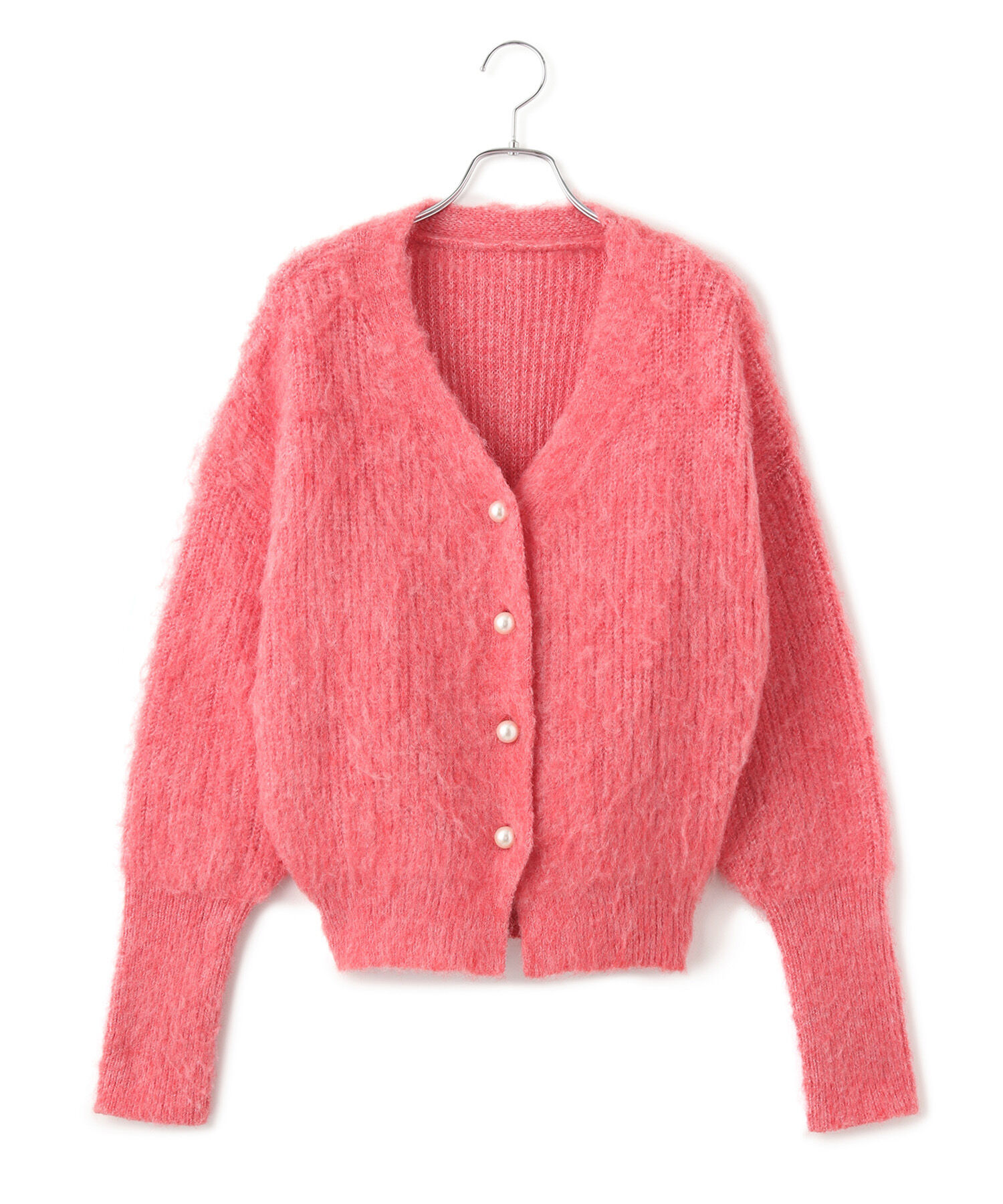 VIS「パールボタンVネック片畦ニットカーディガン」|カーディガン|