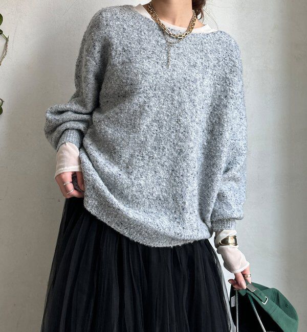  「MIXヤーンボートネックプルオーバー」|ニット・セーター|