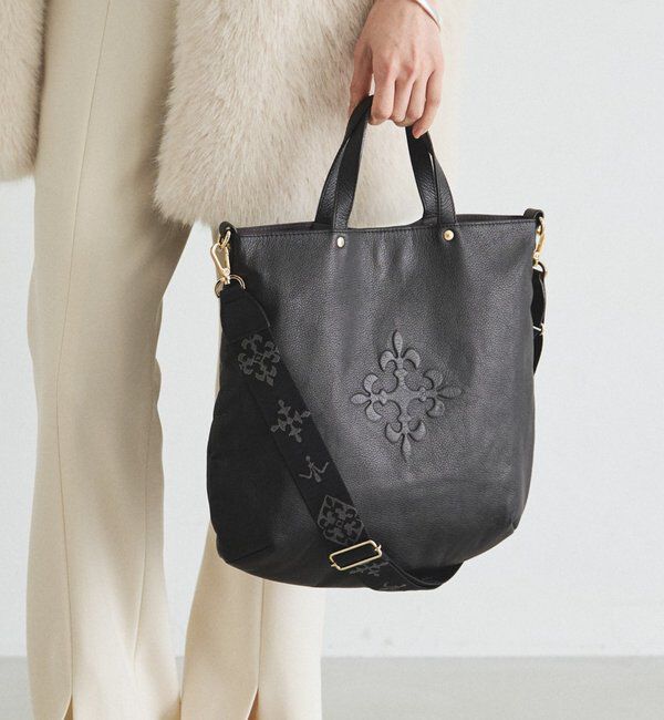  「エンボスモノグラム 2WAYトートバッグ」|トートバッグ|ブラック