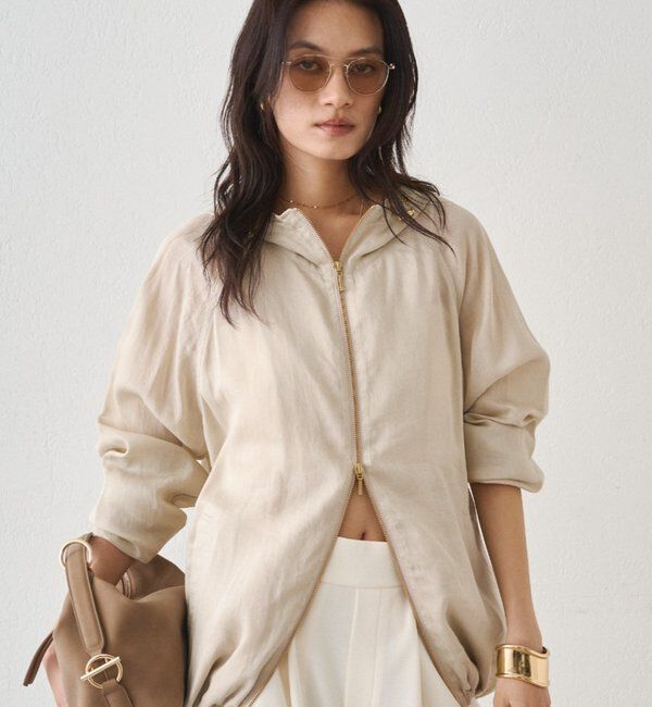  「シアーZIPパーカー」|ブルゾン・スタジャン|ベージュ