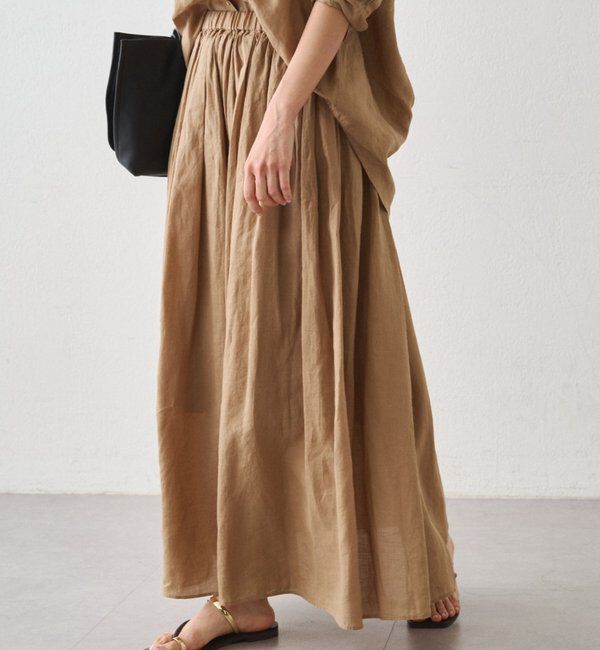  「リネンタックギャザースカート」|スカート|