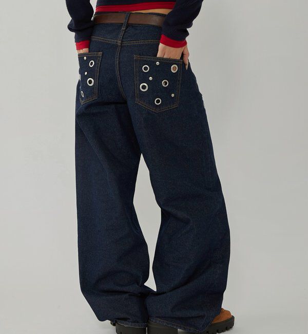  「EYELET LOW RISE DENIM /アイレットローライズデニム」|デニム|ネイビー