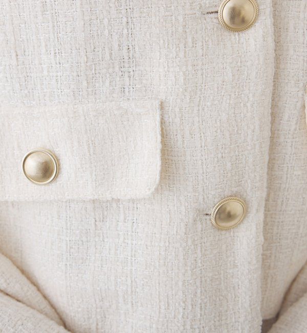  「フェイクファーフード付きツイードジャケット【セットアップ可能】」|ダウンベスト・ベスト|