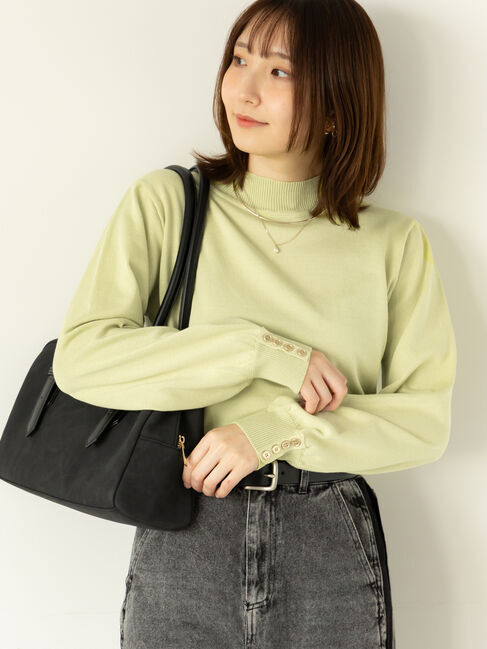 Te chichi TERRASSE「袖口金釦ハイネックニット」|ニット・セーター|
