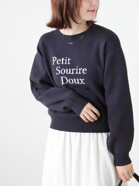 Te chichi TERRASSE「フロントロゴニットプルオーバー」|ニット・セーター|ネイビー