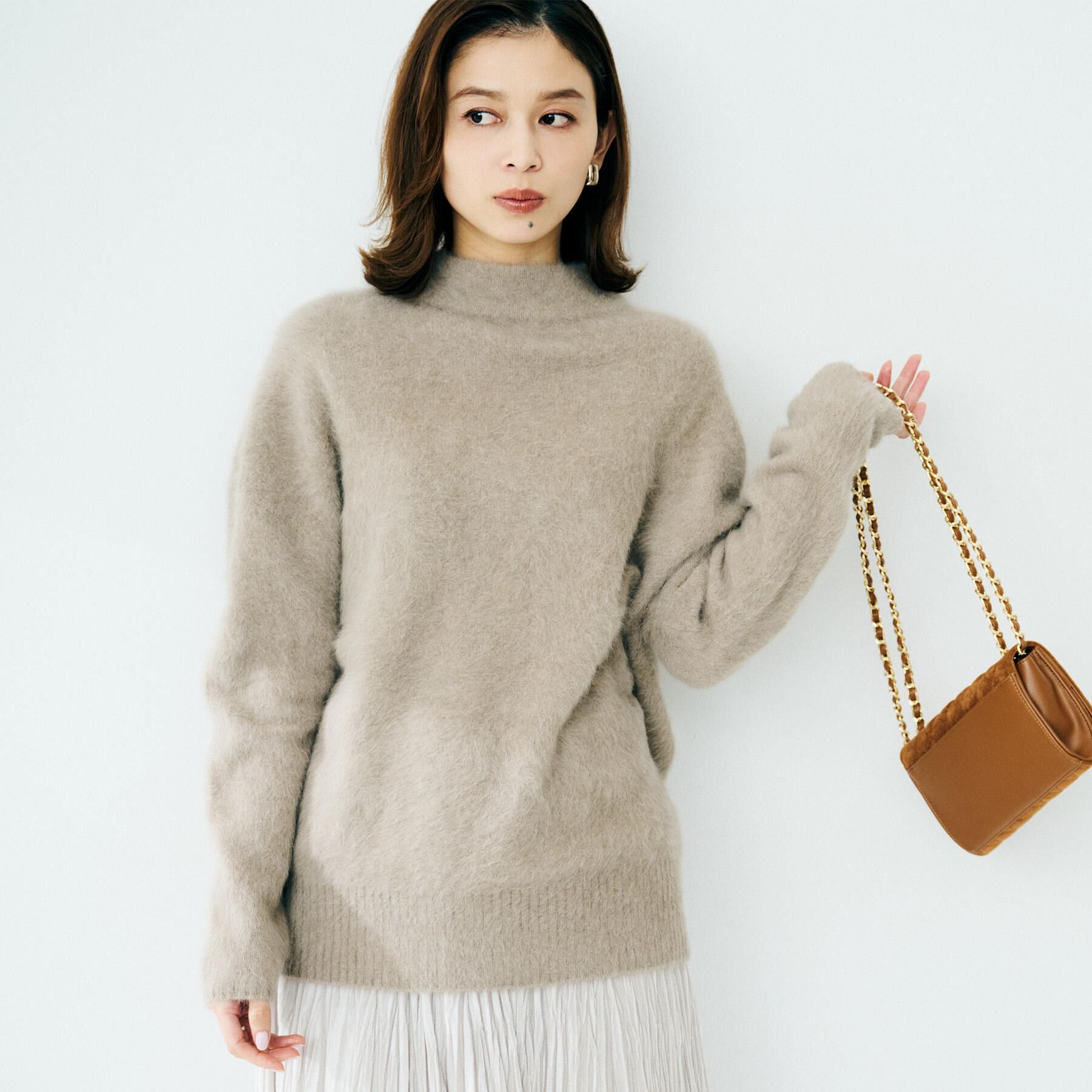 UNTITLED「【大人な品格/ふわふわニット】フォックスカシミヤ コクーンニット」|ニット・セーター|モカブラウン(042