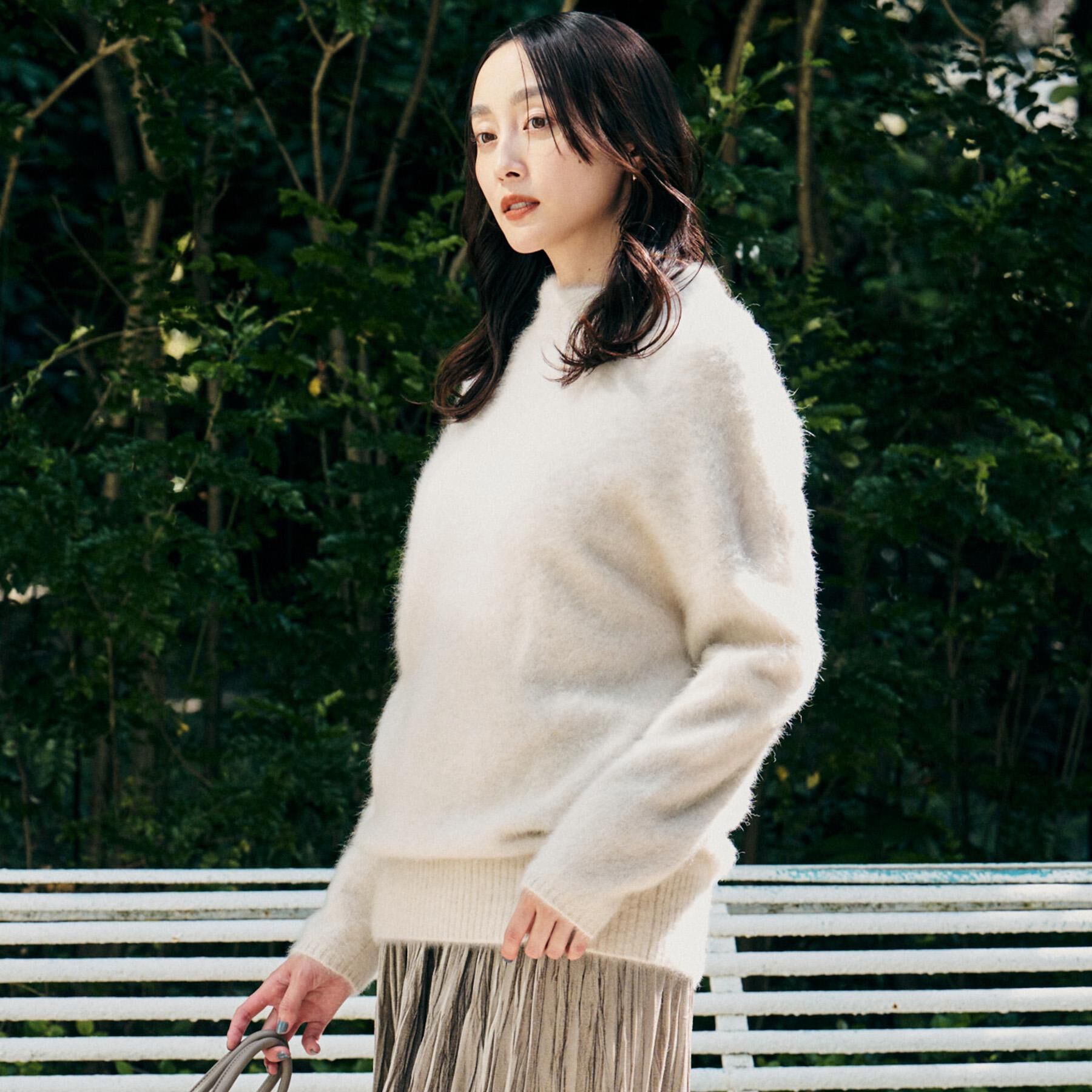 UNTITLED「【大人な品格/ふわふわニット】フォックスカシミヤ コクーンニット」|ニット・セーター|グレージュ(050)