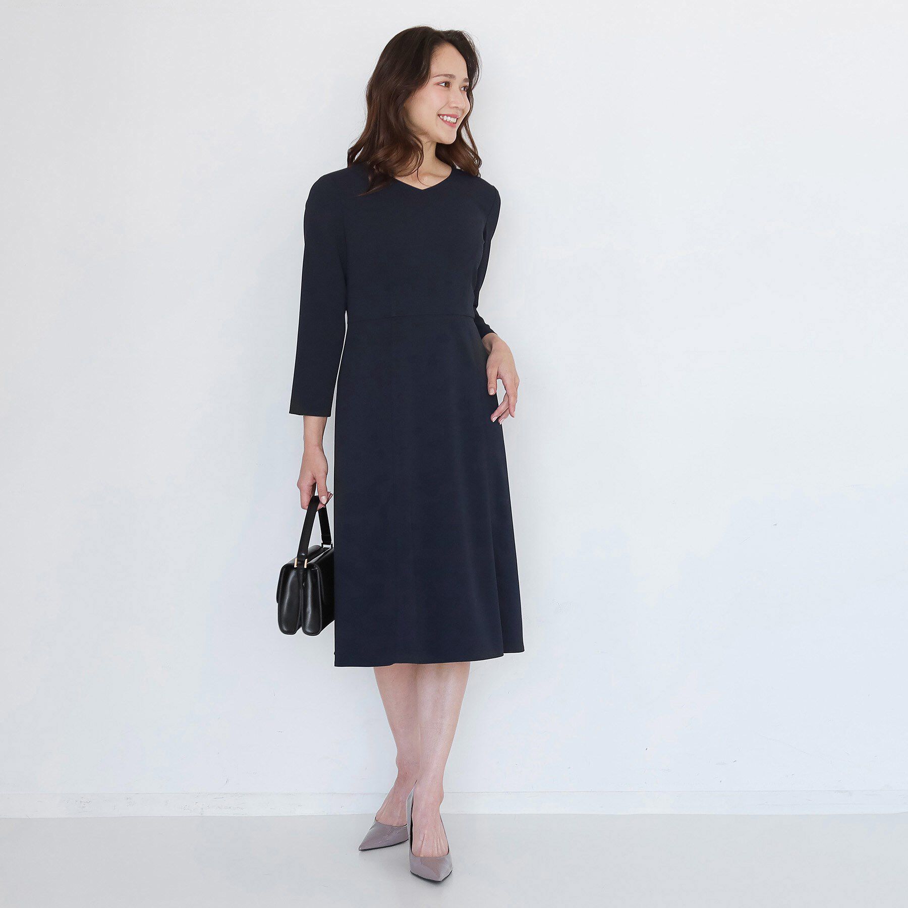 COUP DE CHANCE「【手洗い可／日本製／伸縮性／セットアップ可】共地ベルト付フレアーワンピース」|ワンピース|