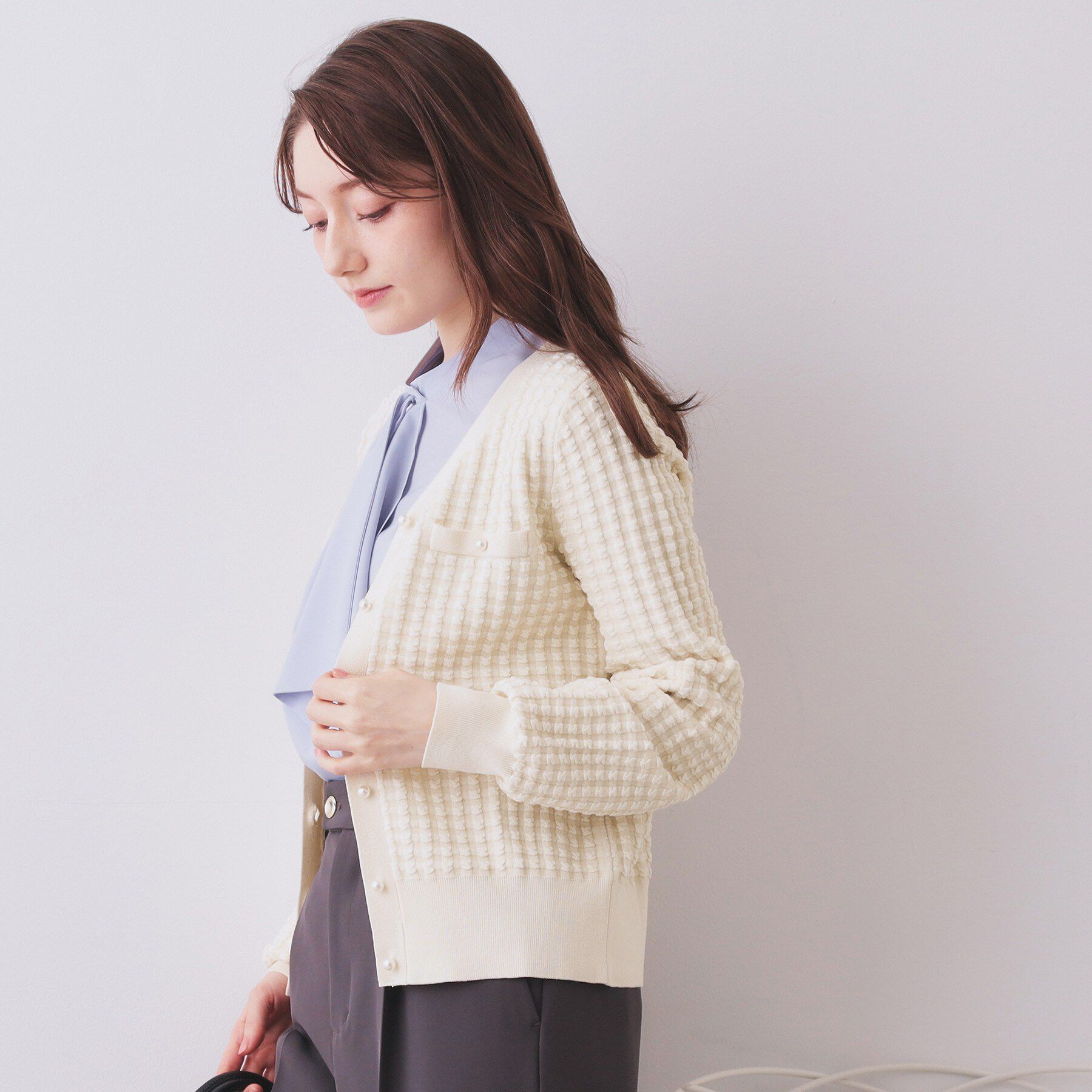 index「チェックジャカードカーディガン【洗濯機OK】」|カーディガン|