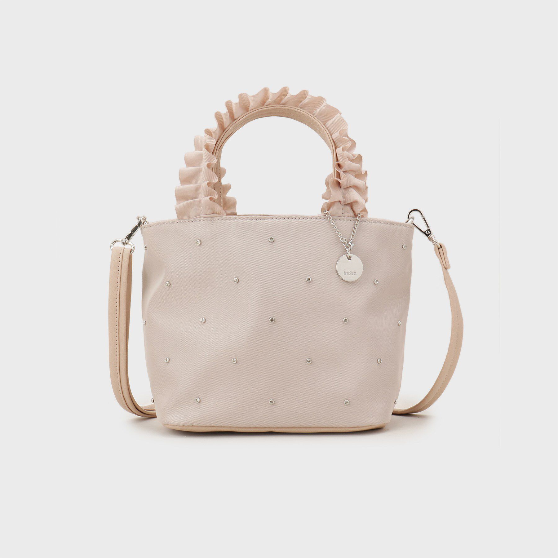 index「持ち手フリルビジューミドルトートバッグ【2WAY】」|トートバッグ|