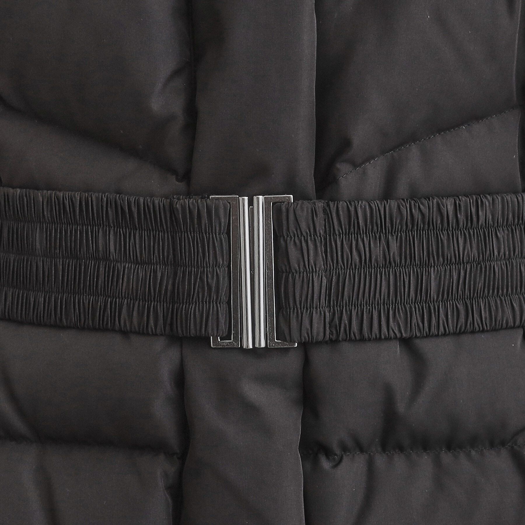 Couture broach「【2WAY・ベルト付き】フードフェイクファー ミドル丈ダウンコート」|ダウン|