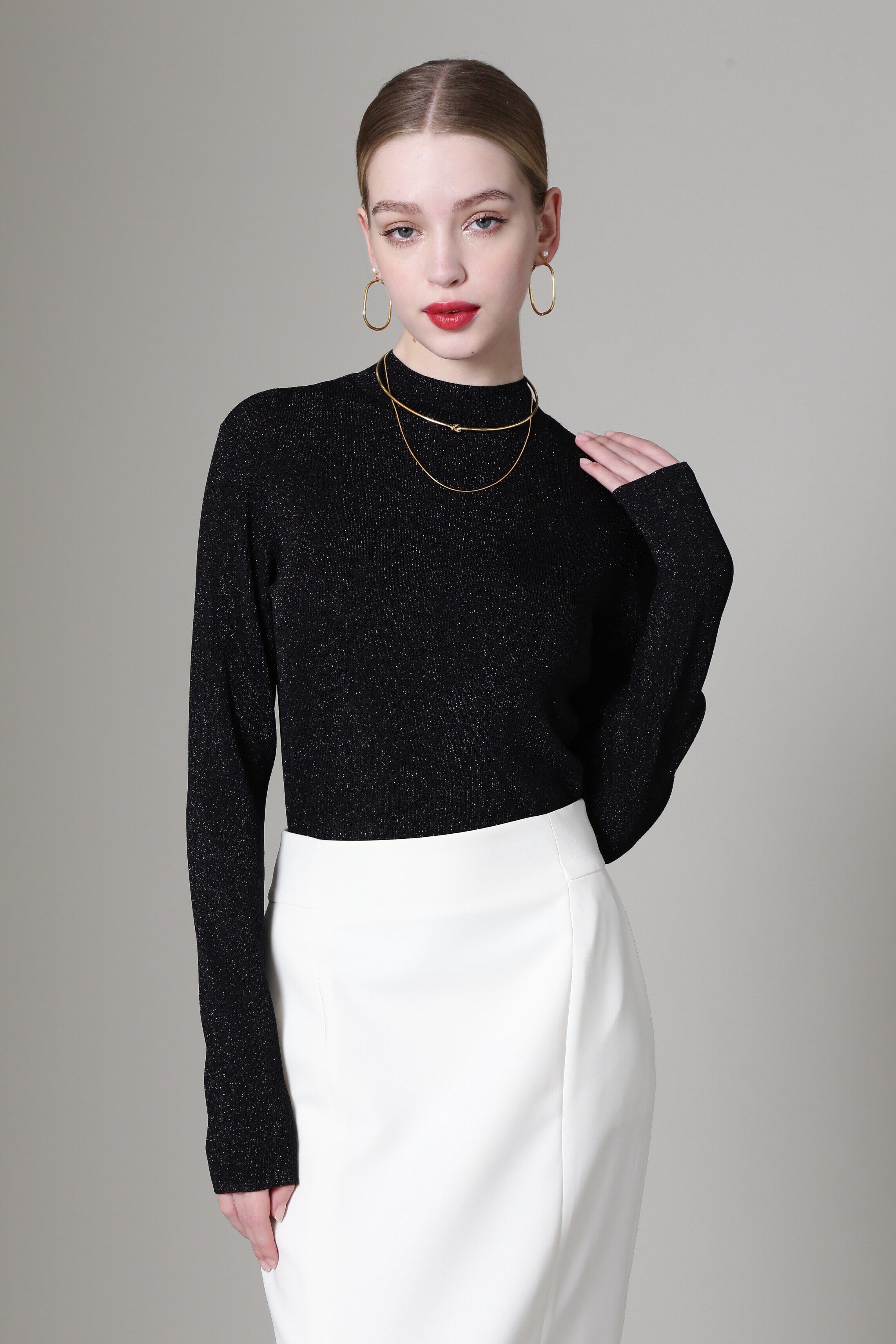  「◆ハイネックラメニットトップス」|ニット・セーター|