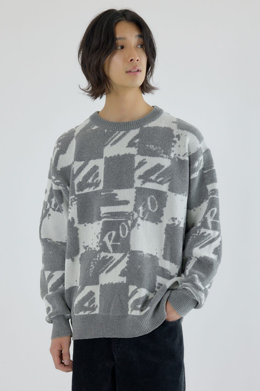 RODEO CROWNS「ブロークンチェックニット」|ニット・セーター|O/WHT1