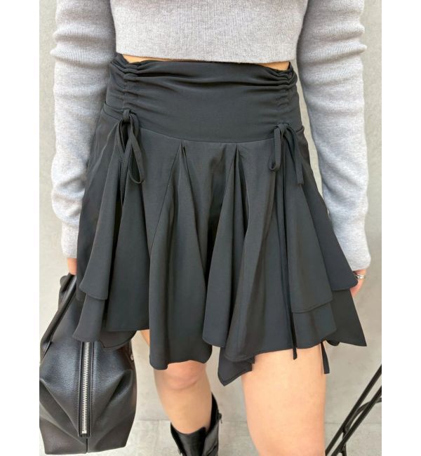 EVRIS「フリルリボンミニスカート」|スカート|ブラック