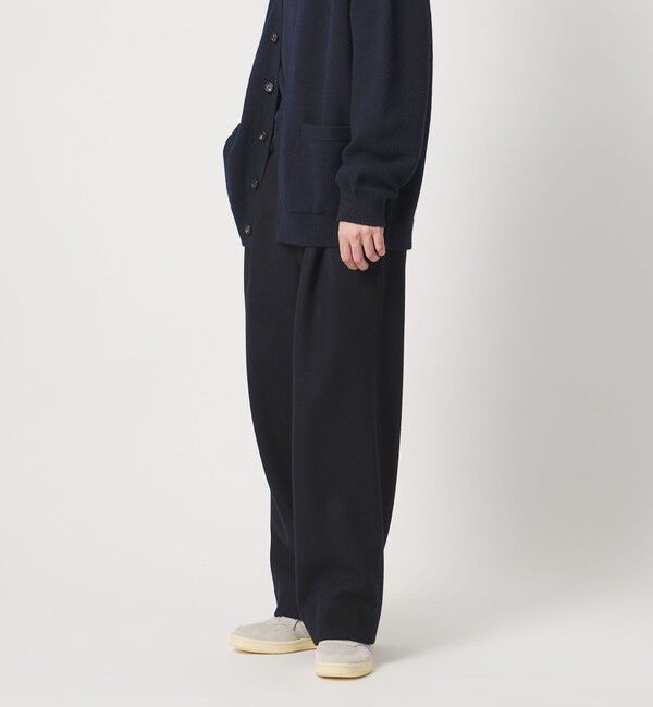 UNITED ARROWS「＜District＞ウール ナイロン メルトン 2プリーツ ワイドパンツ」|チノ|NAVY