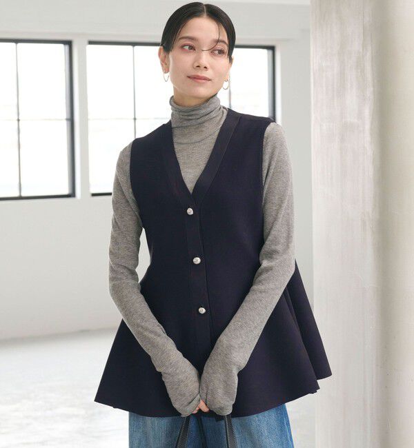 UNITED ARROWS green label relaxing「 ペプラム ジレ ニット プルオーバー -ウォッシャブル-」|ベスト・ジレ|NAVY