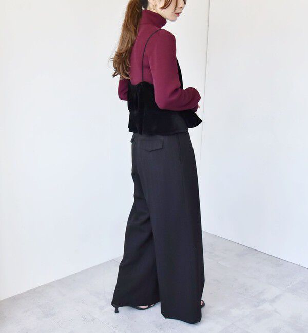 quaranciel「quaranciel:〈手洗い可能〉コットン タートルネック リブ ニット」|ニット・セーター|