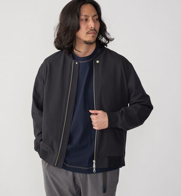 SHIPS「SHIPS: 〈遮熱・吸汗速乾〉ツイル ジップアップ ライト ブルゾン」|ブルゾン・スタジャン|ブラック