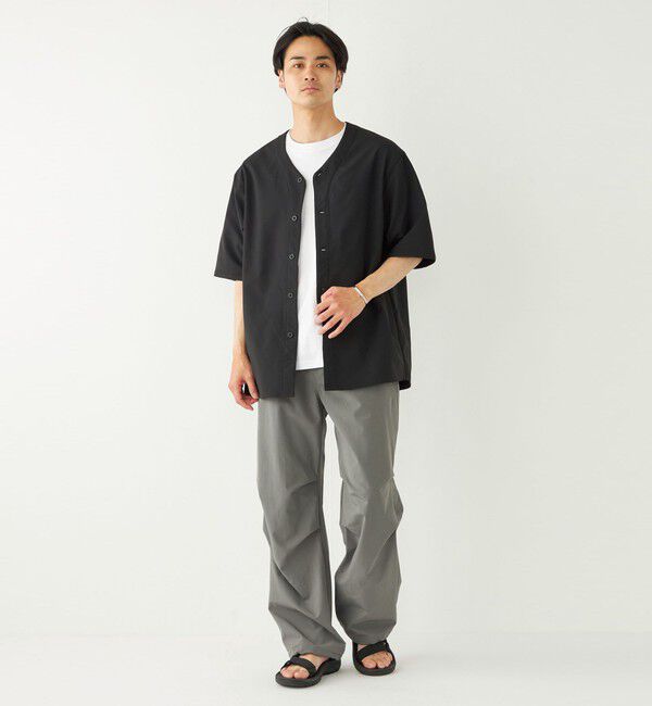 SHIPS Colors 「SHIPS Colors:〈洗濯機可能〉MoveFit(R) ノーカラー ショートスリーブ シャツ」|シャツ・ブラウス|