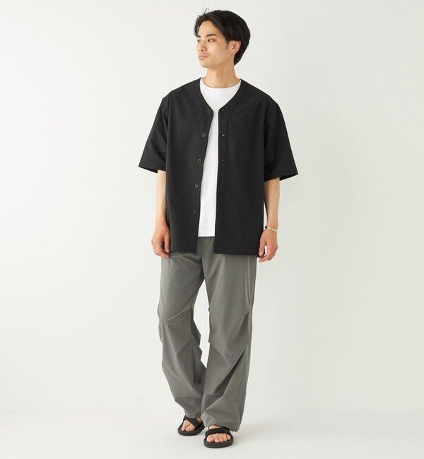 SHIPS Colors 「SHIPS Colors:〈洗濯機可能〉MoveFit(R) ノーカラー ショートスリーブ シャツ」|シャツ・ブラウス|