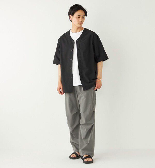 SHIPS Colors 「SHIPS Colors:〈洗濯機可能〉MoveFit(R) ノーカラー ショートスリーブ シャツ」|シャツ・ブラウス|