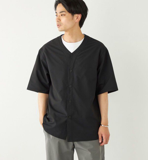 SHIPS Colors 「SHIPS Colors:〈洗濯機可能〉MoveFit(R) ノーカラー ショートスリーブ シャツ」|シャツ・ブラウス|