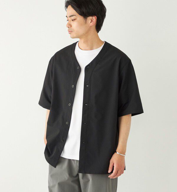 SHIPS Colors 「SHIPS Colors:〈洗濯機可能〉MoveFit(R) ノーカラー ショートスリーブ シャツ」|シャツ・ブラウス|