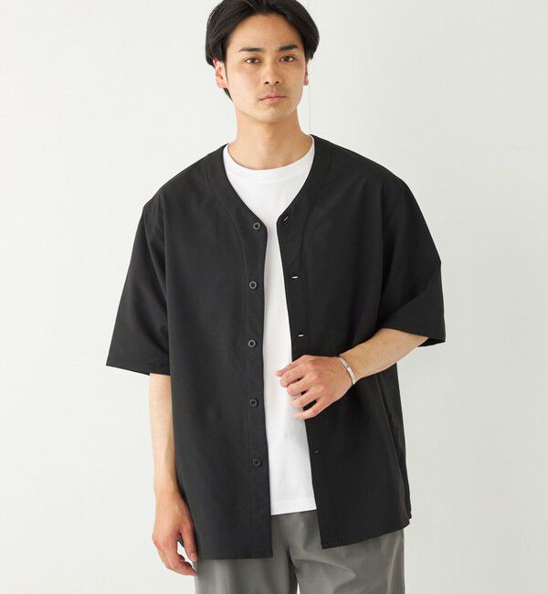 SHIPS Colors 「SHIPS Colors:〈洗濯機可能〉MoveFit(R) ノーカラー ショートスリーブ シャツ」|シャツ・ブラウス|