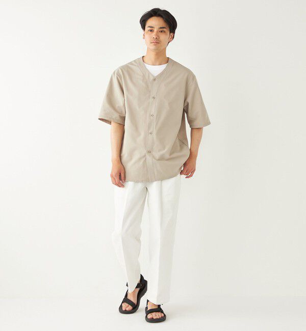 SHIPS Colors 「SHIPS Colors:〈洗濯機可能〉MoveFit(R) ノーカラー ショートスリーブ シャツ」|シャツ・ブラウス|