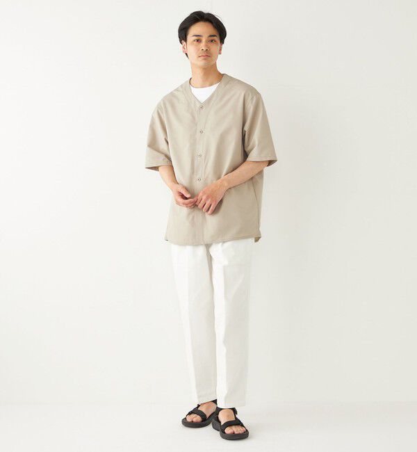 SHIPS Colors 「SHIPS Colors:〈洗濯機可能〉MoveFit(R) ノーカラー ショートスリーブ シャツ」|シャツ・ブラウス|