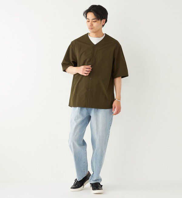 SHIPS Colors 「SHIPS Colors:〈洗濯機可能〉MoveFit(R) ノーカラー ショートスリーブ シャツ」|シャツ・ブラウス|