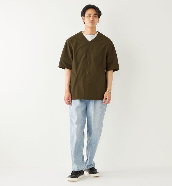 SHIPS Colors 「SHIPS Colors:〈洗濯機可能〉MoveFit(R) ノーカラー ショートスリーブ シャツ」|シャツ・ブラウス|